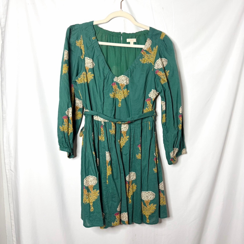 Pink Chicken New York Green Floral Long Sleeve Dress XS - Picture 2 of 7